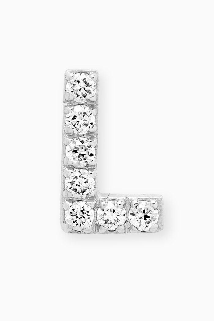 

L Letter Diamond Single Stud Earring in 18kt White Gold