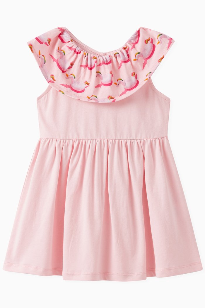 

Ruffled Dress in Cotton, Pink