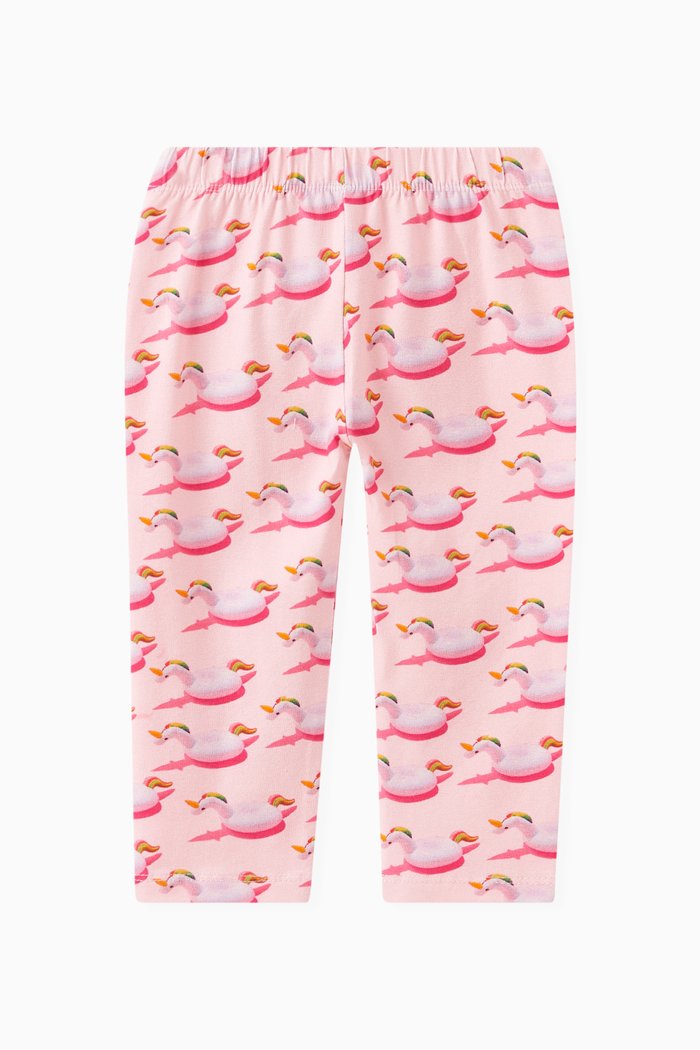 

Unicorn Print Leggings in Cotton, Pink