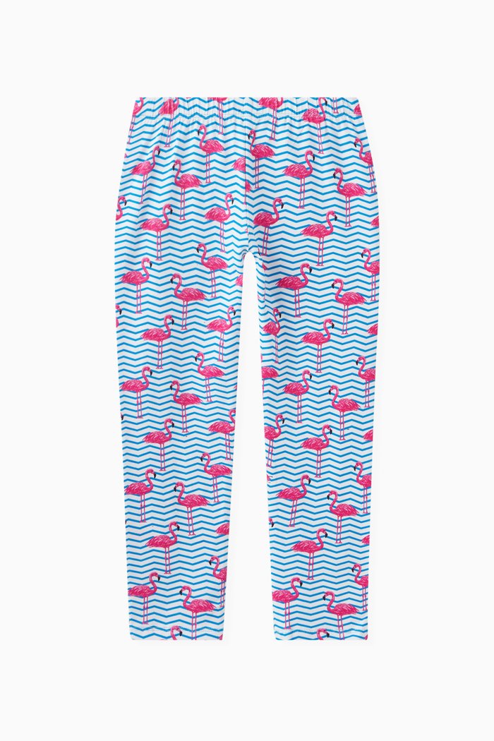 

Flamingo Print Pam Leggings in Cotton Stretch, Multicolour
