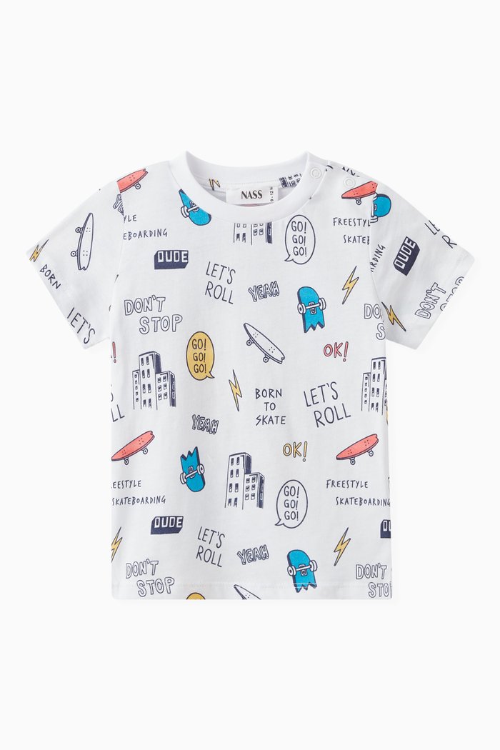 Graphic Print T-shirt in Cotton, White