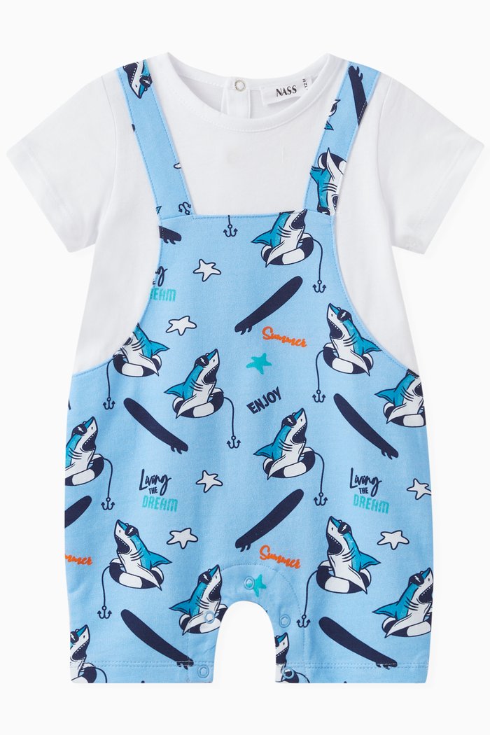 

Graphic Print Romper in Cotton, Multicolour
