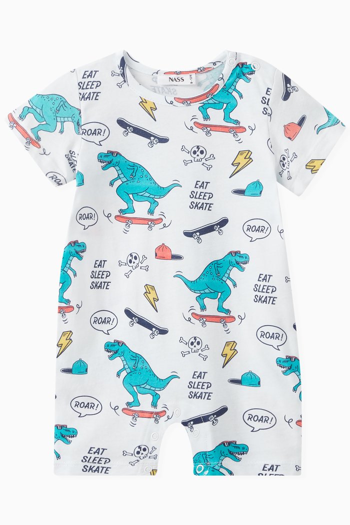 

Graphic Print Romper in Cotton, White