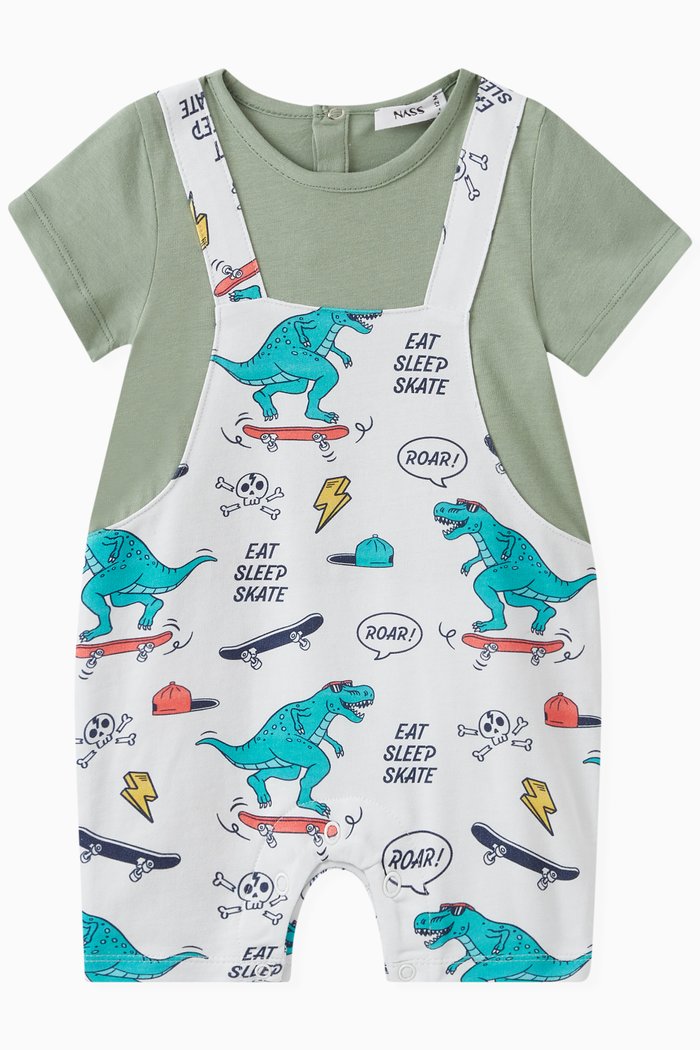 

Graphic Print Romper in Cotton, Multicolour