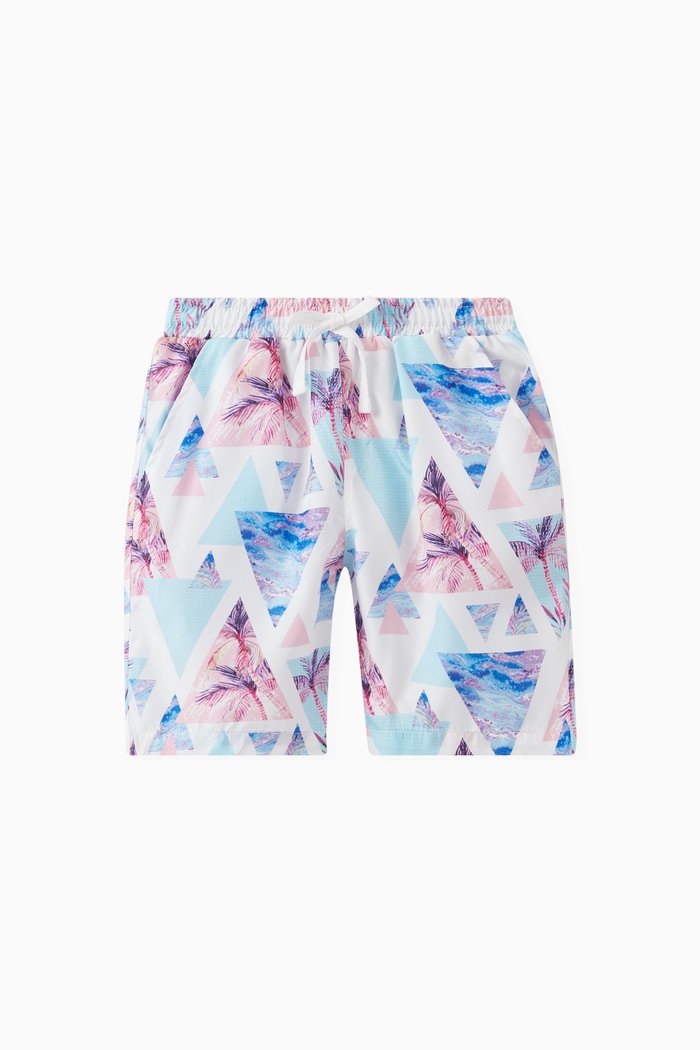 

Beach Print Swim Shorts in Cotton, Multicolour