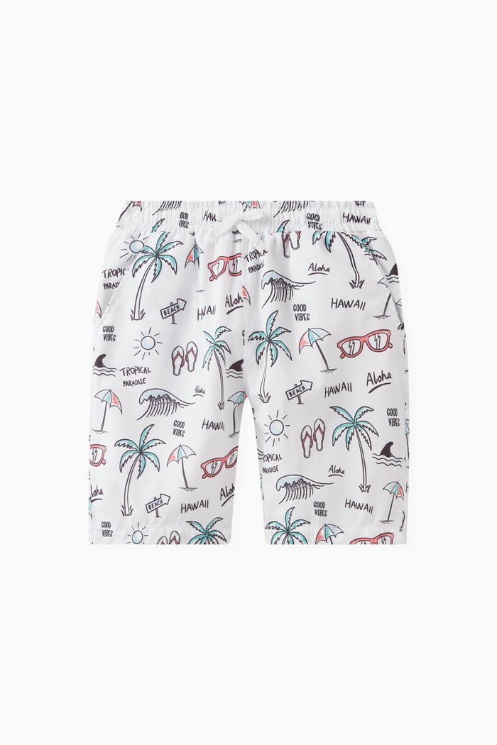 

Graphic Print Swim Shorts in Cotton, Multicolour