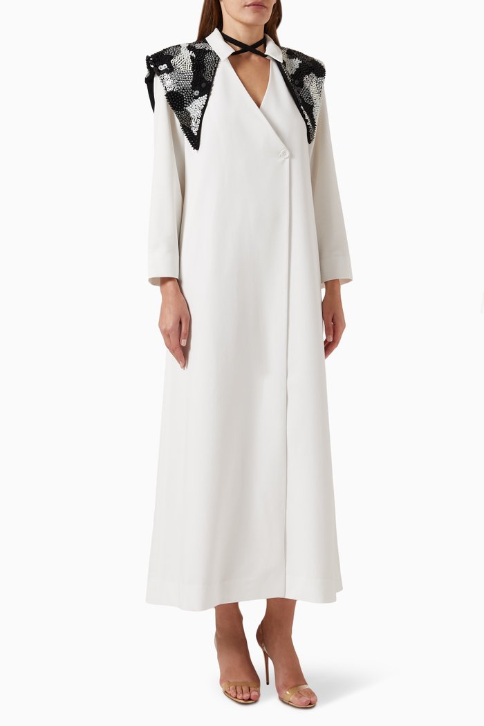 

Wrap-style Abaya in Crepe, White