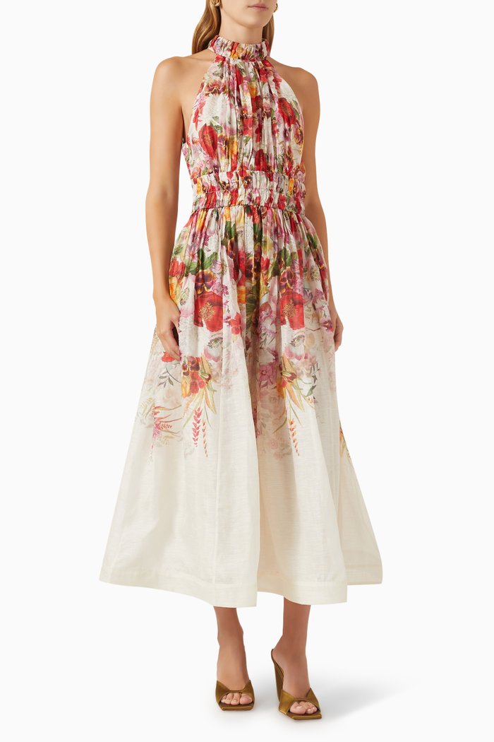 

Wonderland Halter Midi Dress Silk-linen Organza, Pink