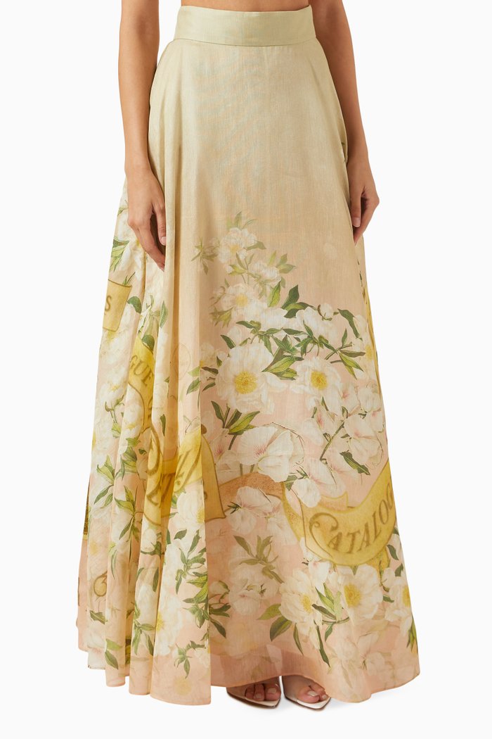 

Coaster Floral Maxi Skirt in Linen & Silk, Neutral