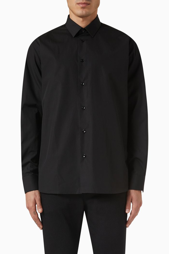 

Slim-fit Shirt in Cotton-poplin, Black