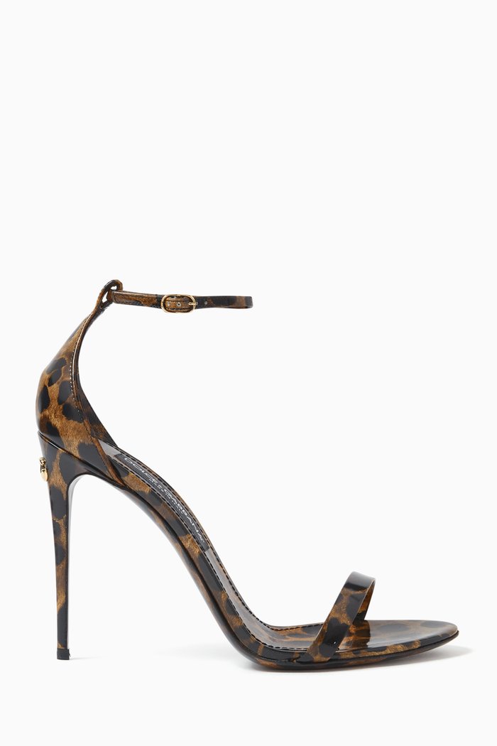

Keira Printed Leo 105 Sandals in Shiny Calf-skin Leather, Brown