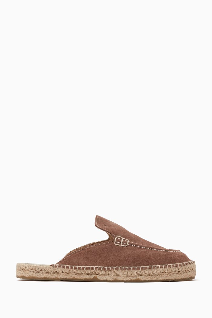 Traveler Loafer Mules in Suede, Brown