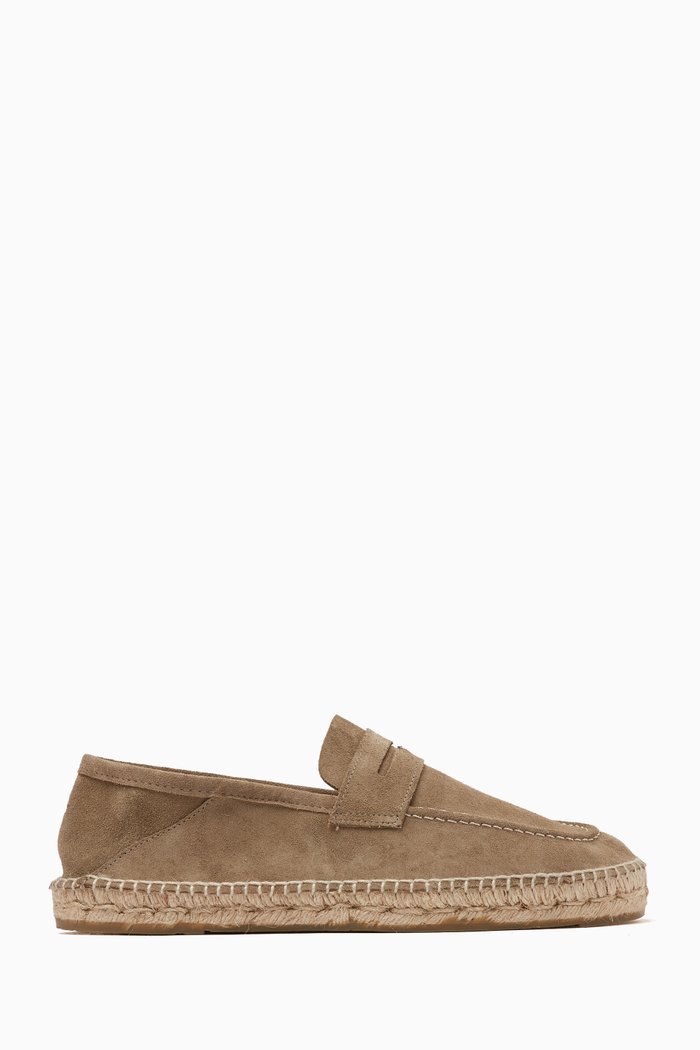 

Penny Loafer Espadrilles in Suede, Green