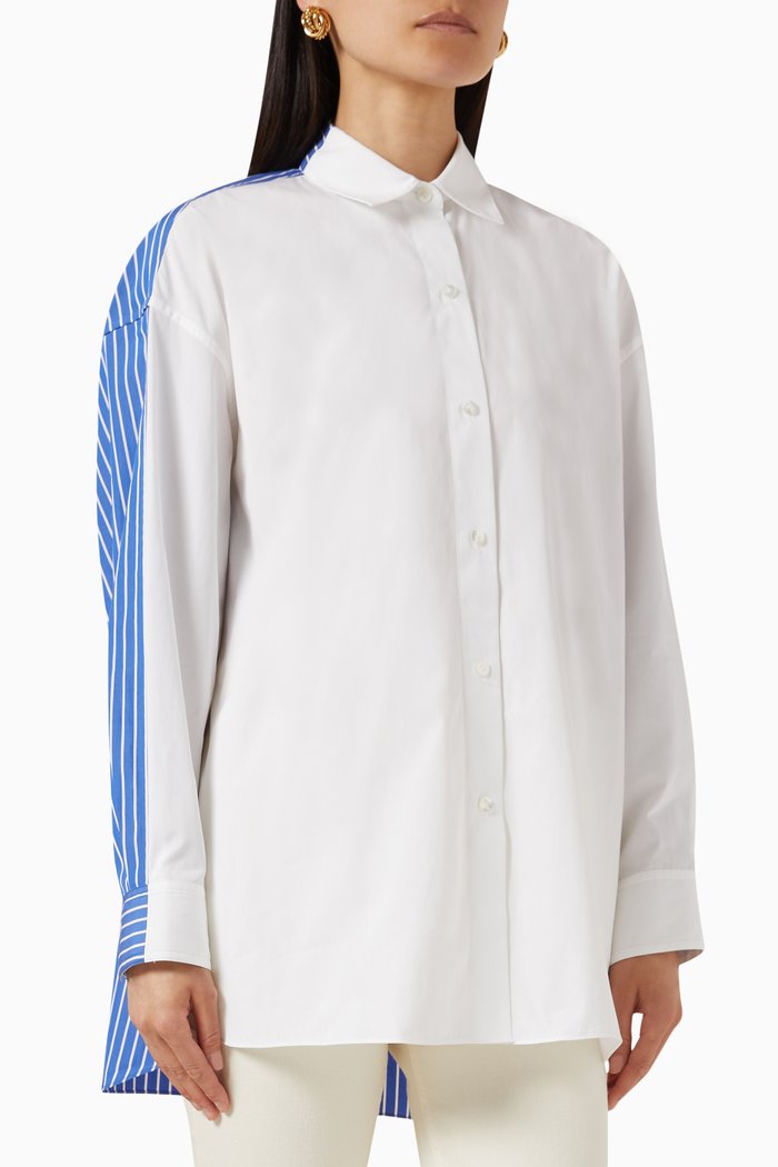 

Oversized Two-tone Shirt in Cotton, White