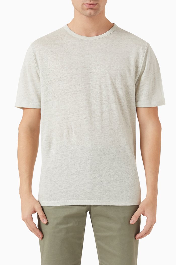 Crewneck T-shirt in Linen, Green