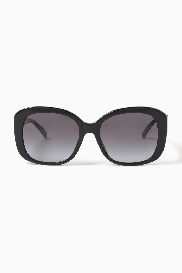 Oversized D-frame Sunglasses in Acetate, Black