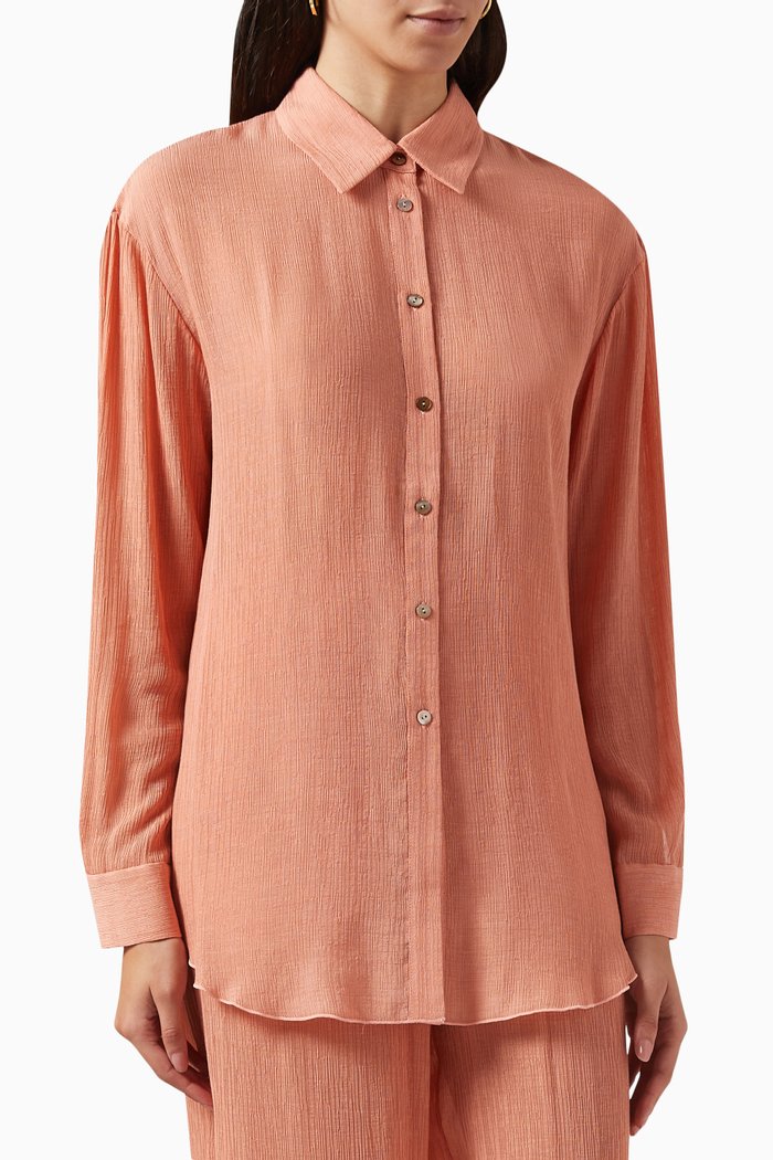 

Naomi Shirt in Crinkled Viscose-blend, Pink