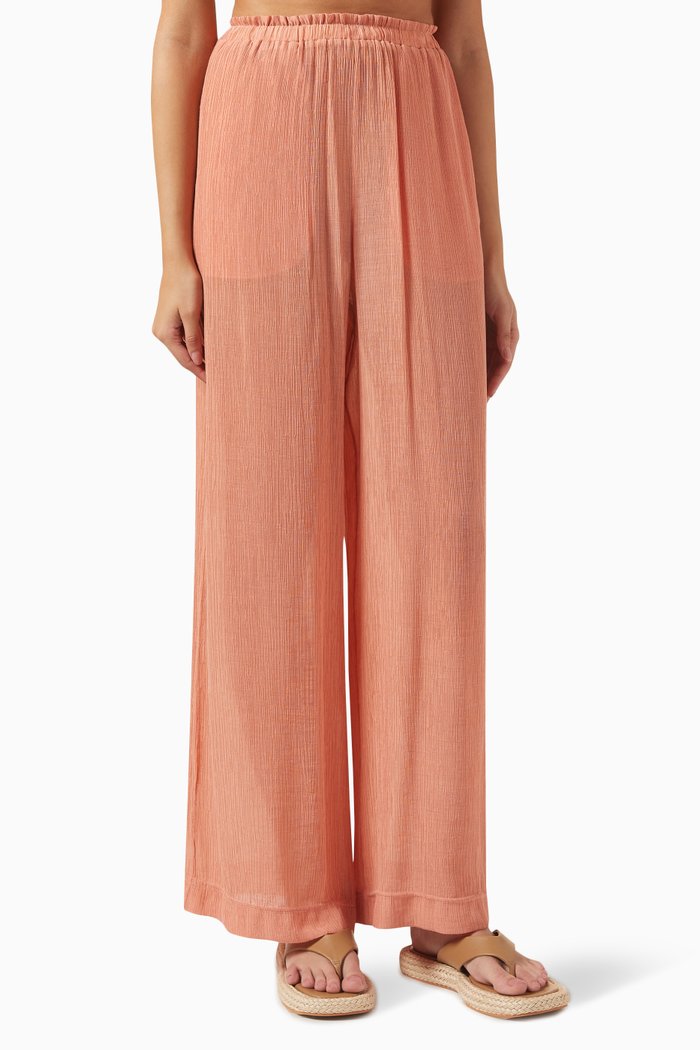 

Naomi Pants in Crinkled Viscose-blend, Pink
