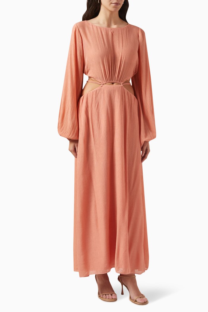 

Naomi Cut-out Maxi Dress in Crinkled Viscose-blend, Pink