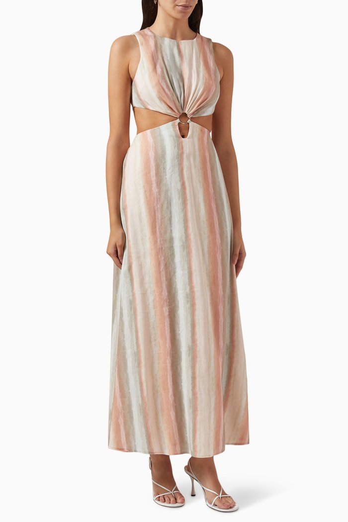 

Jessica Cut-out Maxi Dress in Linen-blend, Pink