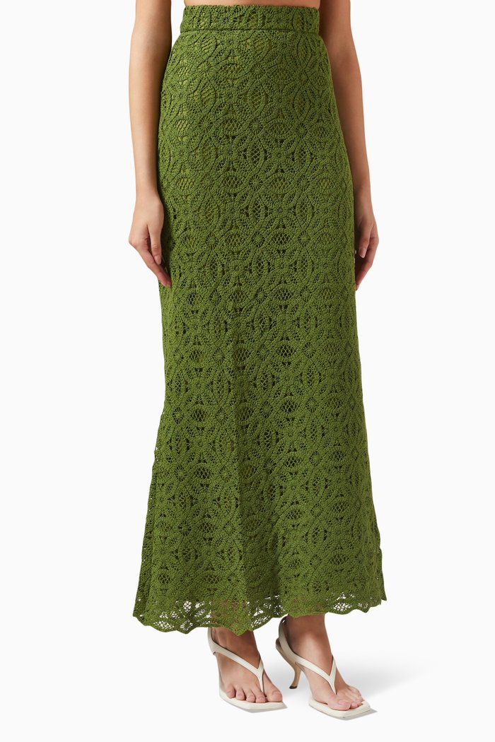 

Imogen Crochet Maxi Skirt, Green