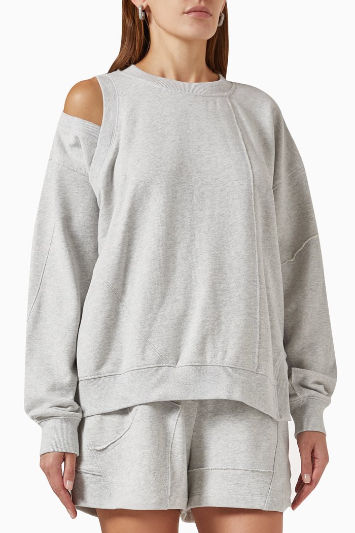 

Oversized Patched Sweatshirt in French Terry, Grey