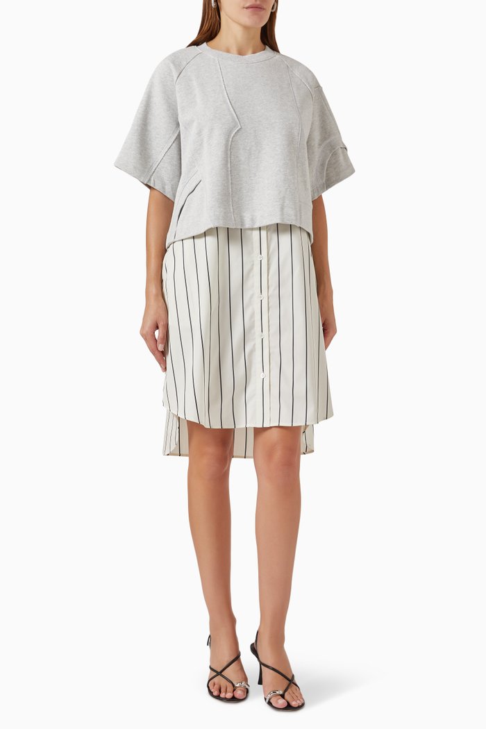 

Patched Sweatshirt Combo Dress in French Terry, Grey