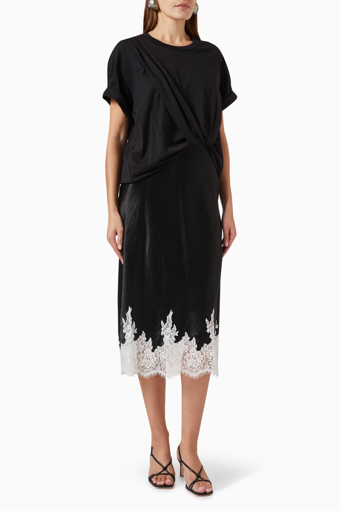 

Draped T-Shirt Slip Combo Dress in Jersey, Black