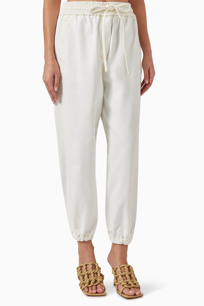 

Stonewashed Origami Pants in Denim, White