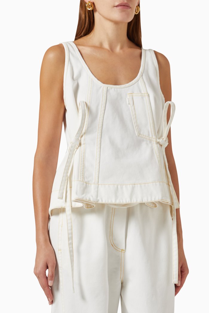 

Stonewashed Tank Top in Denim, White