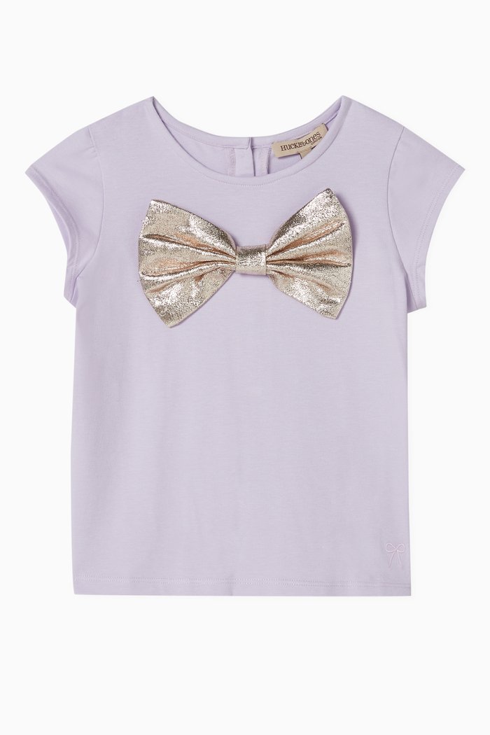 

Glitter Bow T-shirt in Cotton, Purple