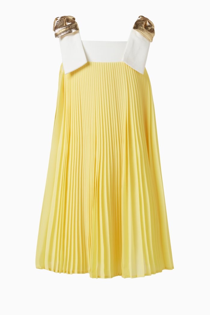 

Pleated Trapeze Dress, Yellow