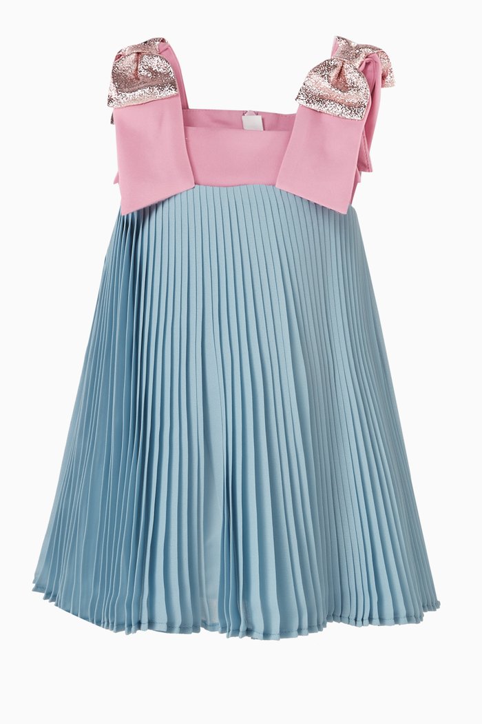 Pleated Trapeze Dress & Bloomers, Blue