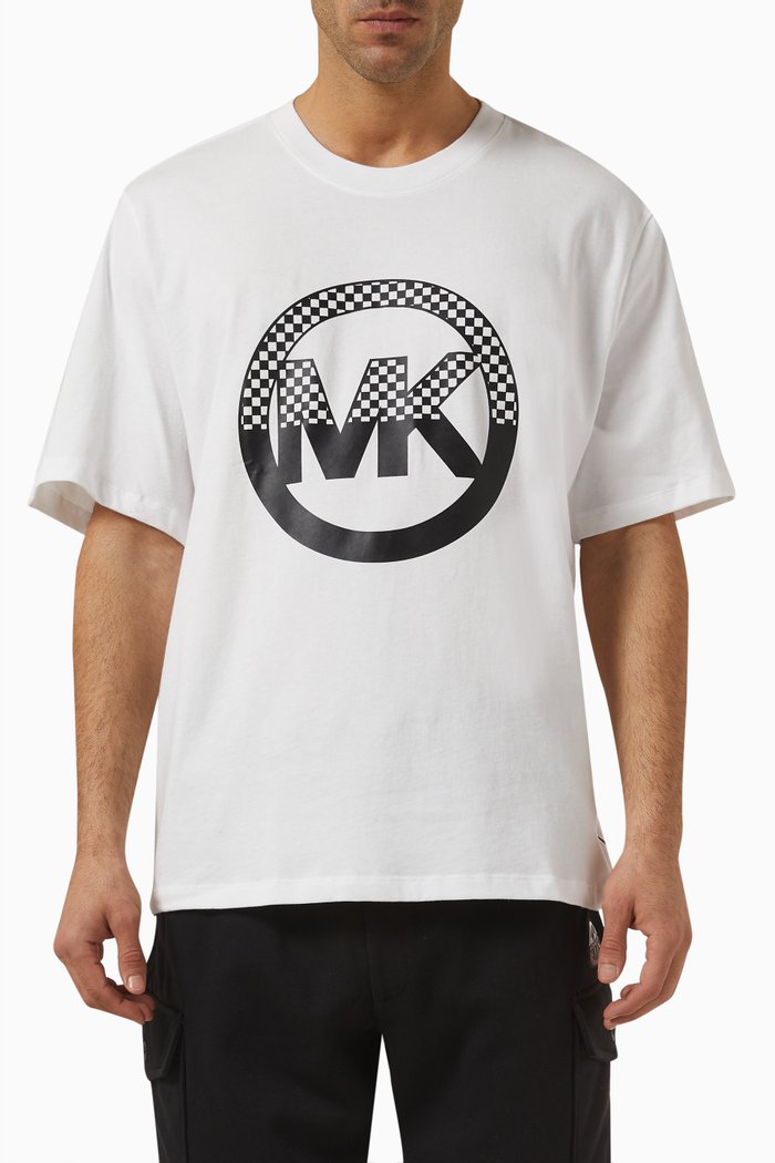 

Checker Logo T-shirt in Cotton Jersey, White