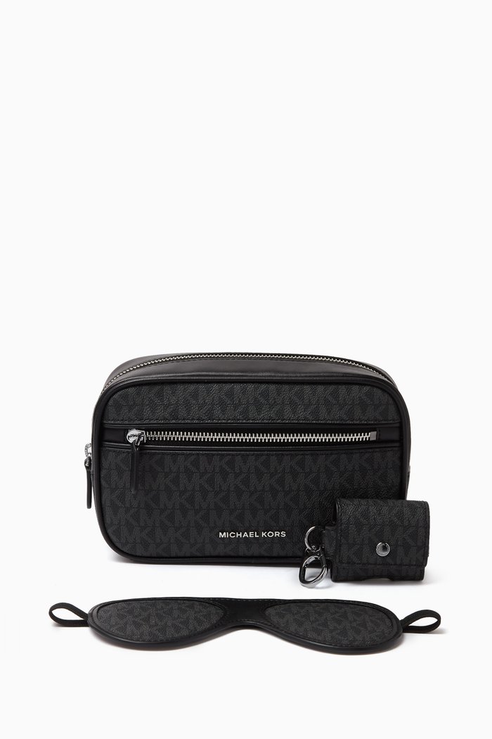 

3-in-1 Logo Travel Gift Set in Coated-canvas, Black