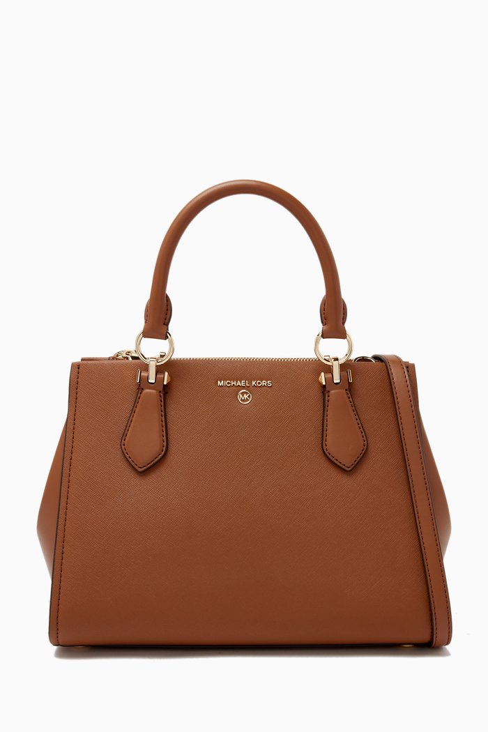 

Medium Marilyn Tote Bag in Saffiano Leather, Brown