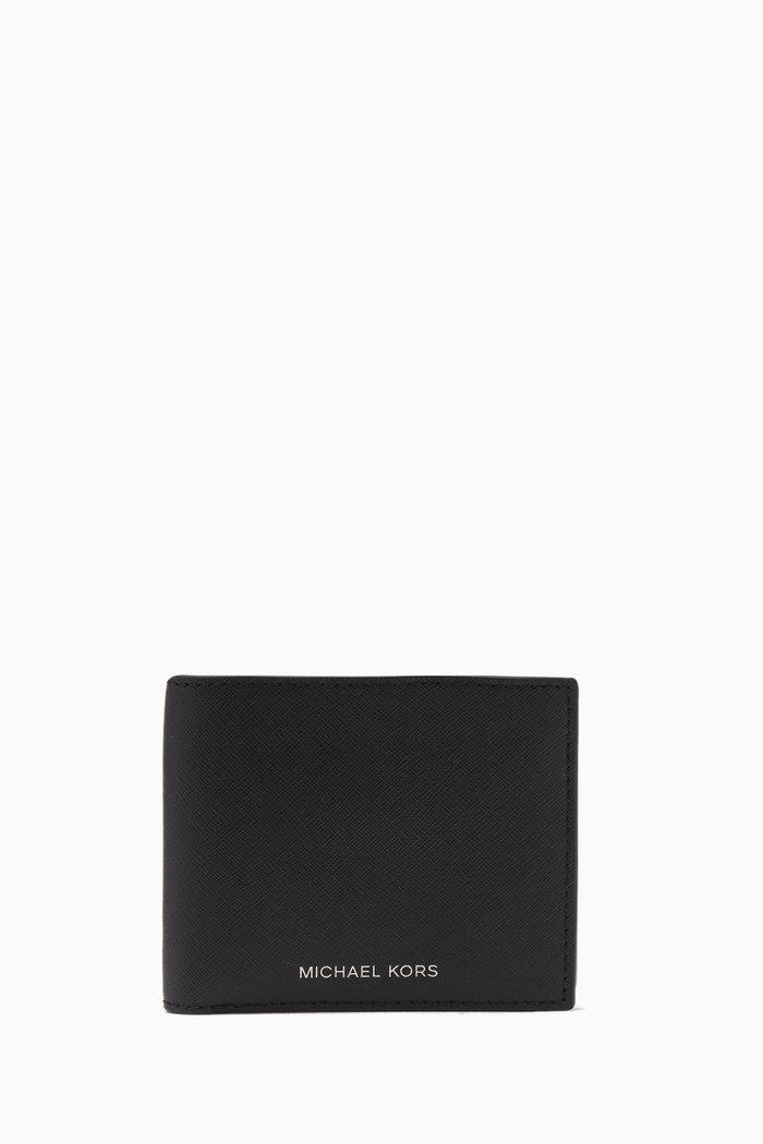 

Bi-fold Logo Wallet in Leather, Black