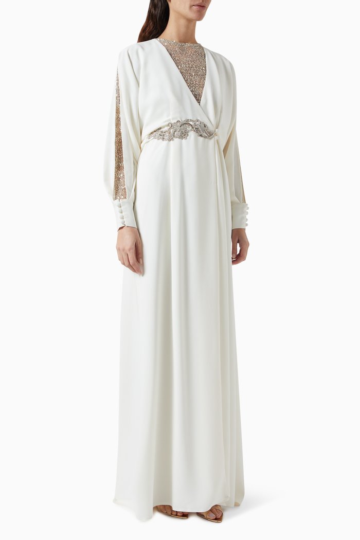 Crystal-embellished Maxi Dress, White