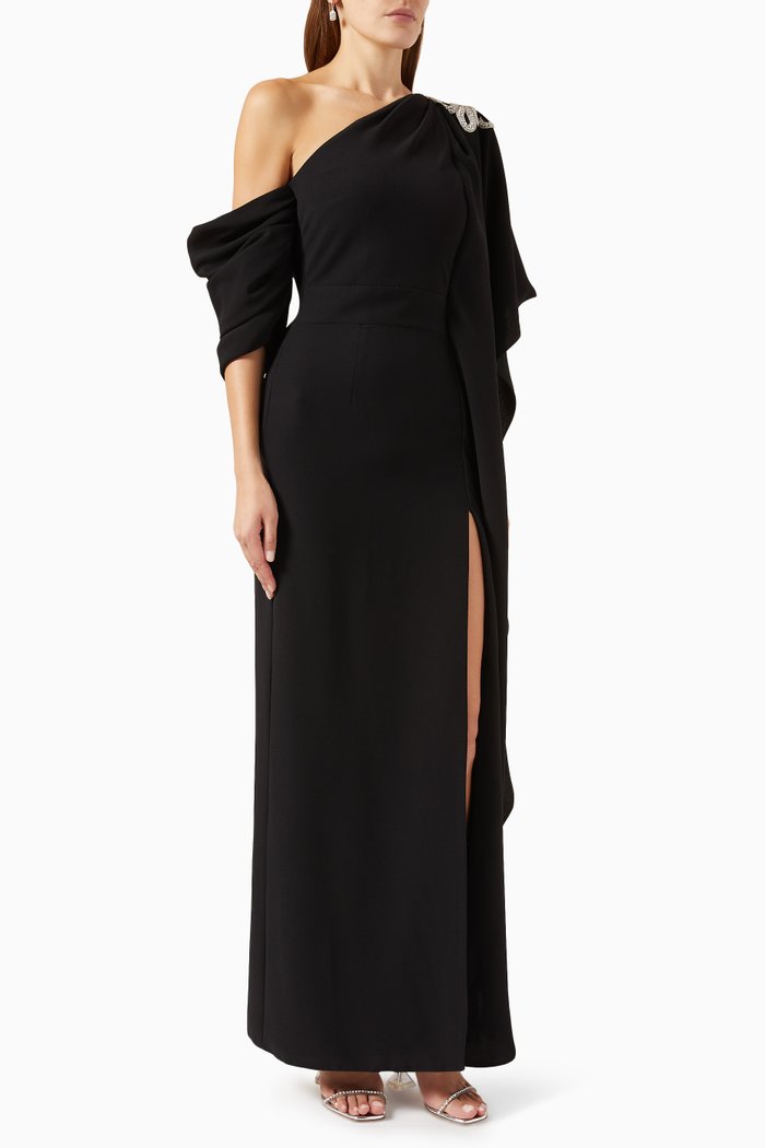 

One-shoulder Gown, Black