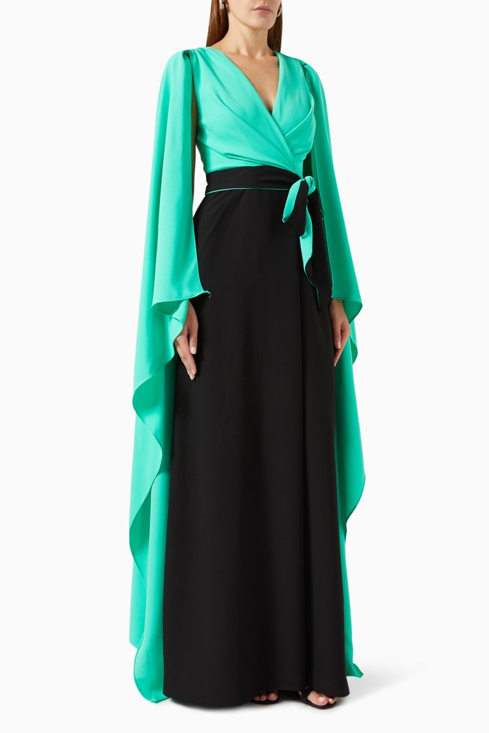 

Two-tone Maxi Dress in Crepe, Multicolour