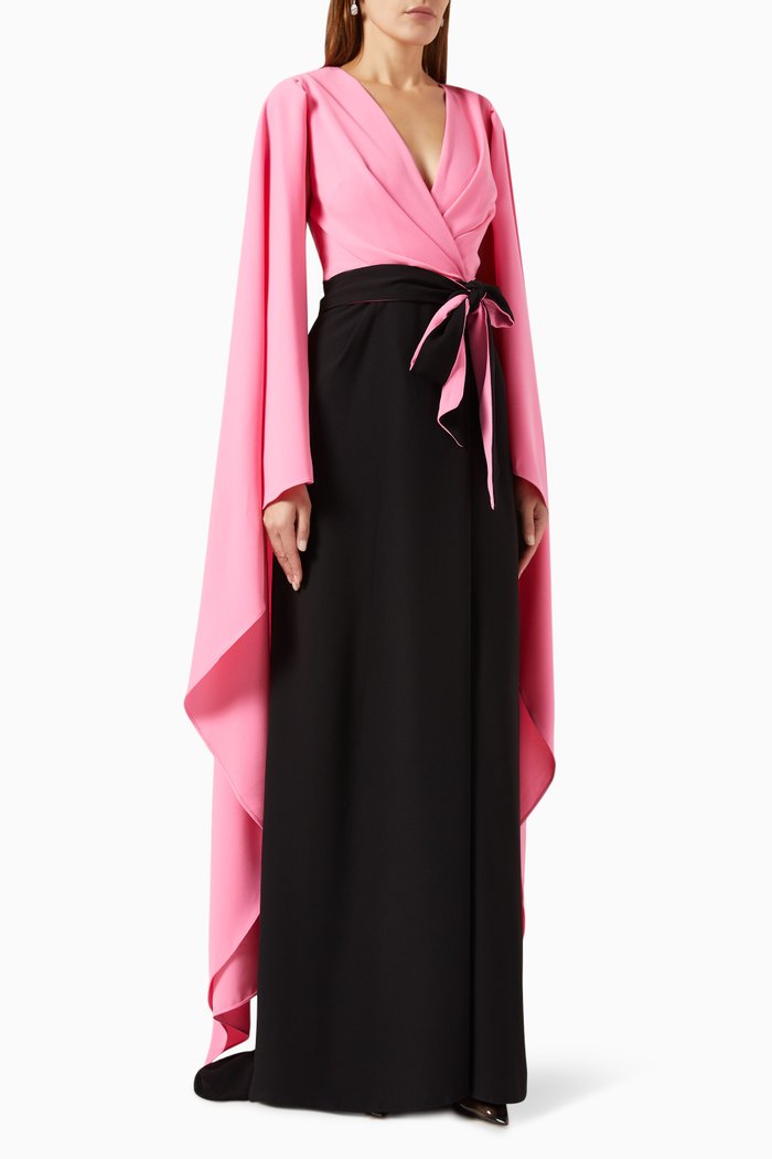 

Two-tone Maxi Dress in Crepe, Multicolour