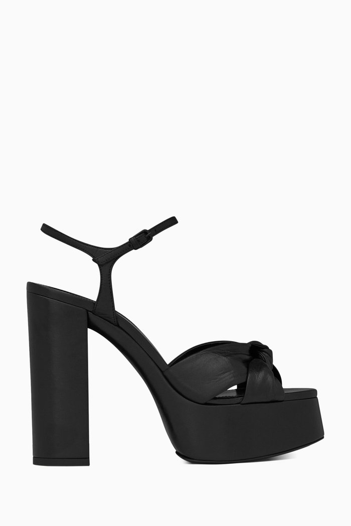 Bianca 125 Platform Sandals in Satin, Black