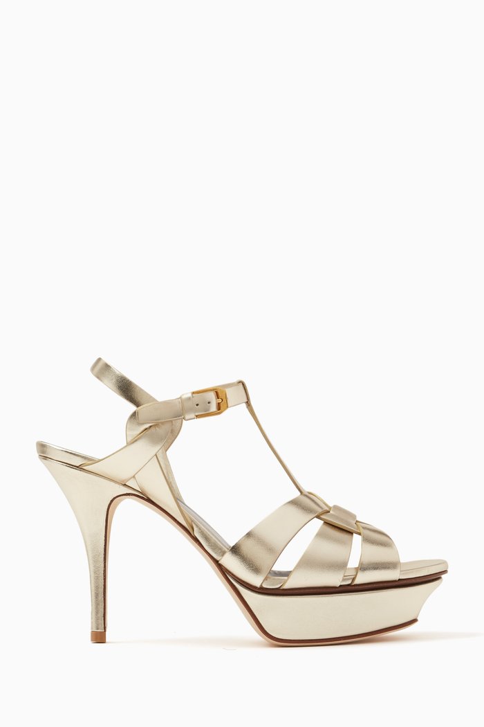 

Tribute 75 Platform Sandals in Metallic Leather, Gold