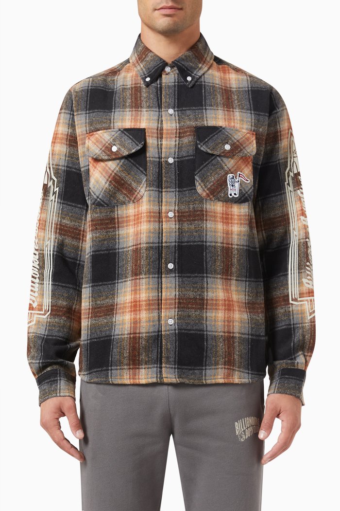 

Checkered Shirt in Wool Blend, Black