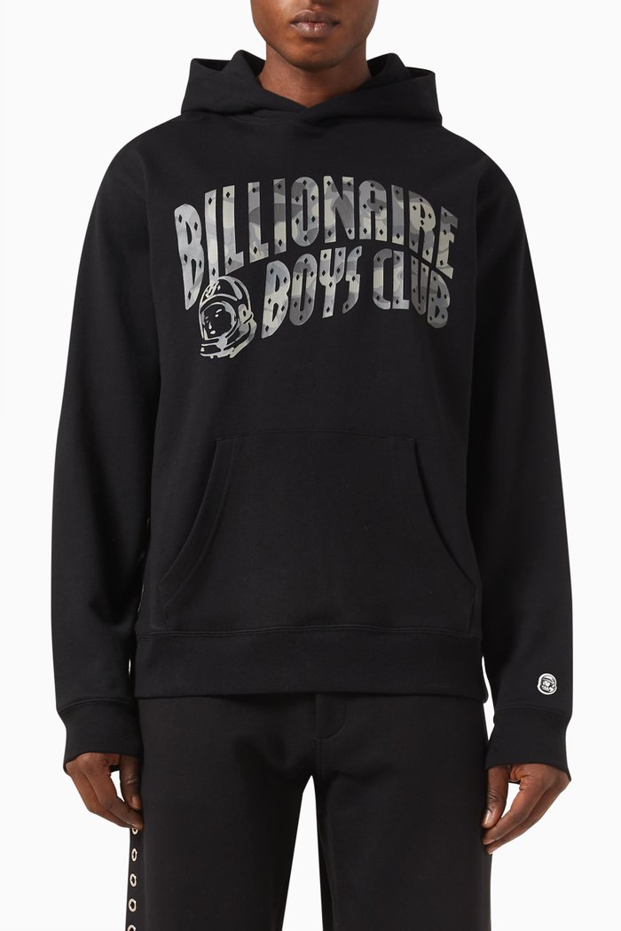 

Camo Arch Logo Popover Hoodie in Cotton, Black
