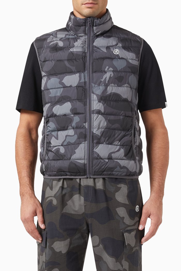 

Camo Print Vest in Technical Fabric, Black