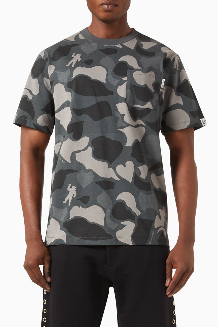 

Camo-print Pocket T-shirt in Cotton-jersey, Black