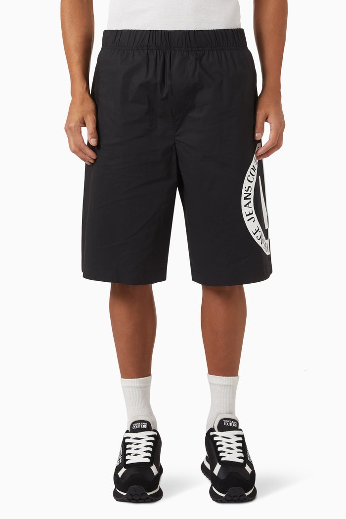 

Logo Couture Print Shorts in Cotton, Black