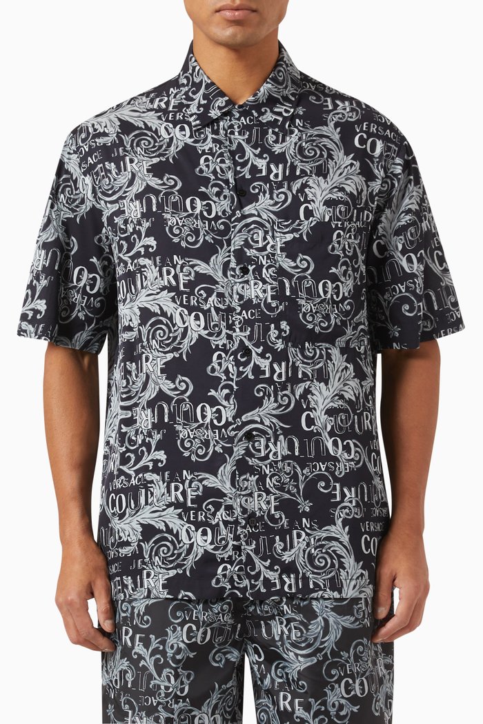

Logo Couture Print Shirt in Viscose, Grey
