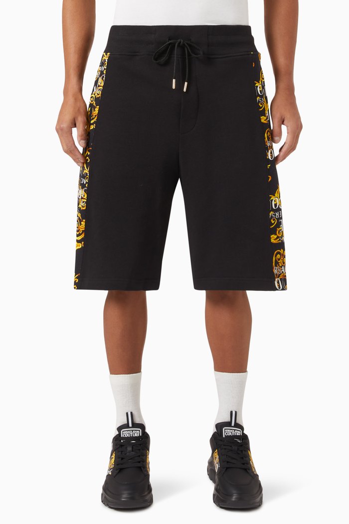 

Logo Couture Print Bermuda Shorts in Cotton, Black